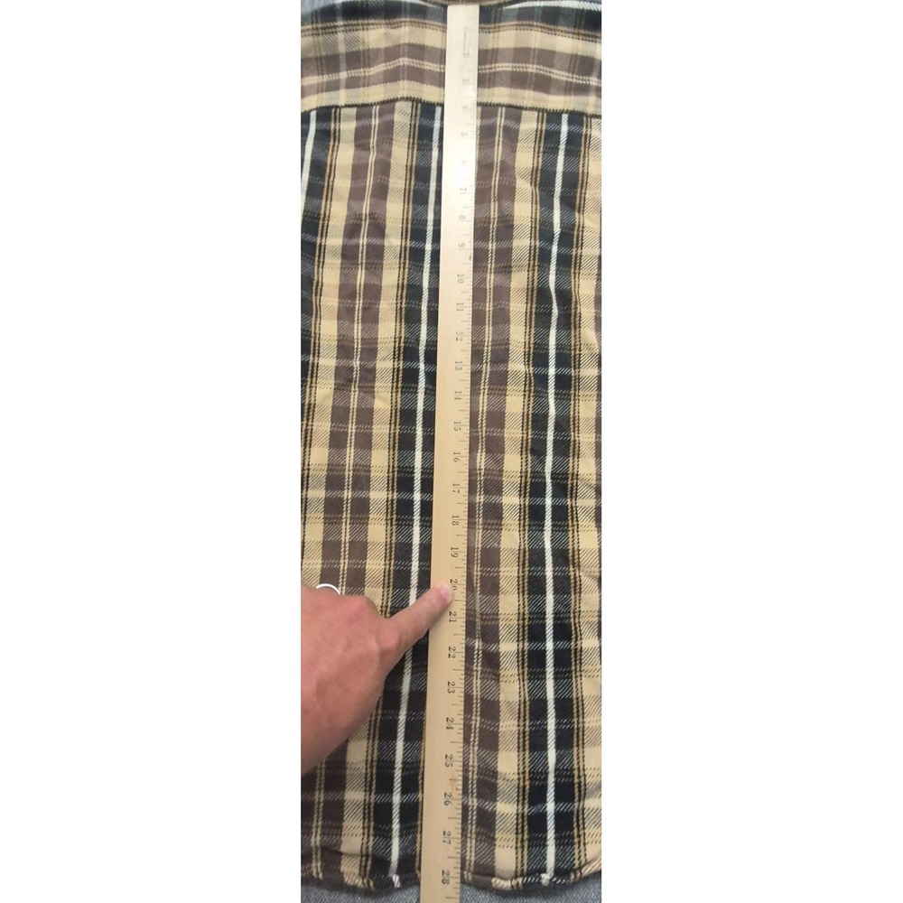 VTG St. John Bay men's brown plaid flannel button up long sleeve shirt LG Cotton - Picture 11 of 14